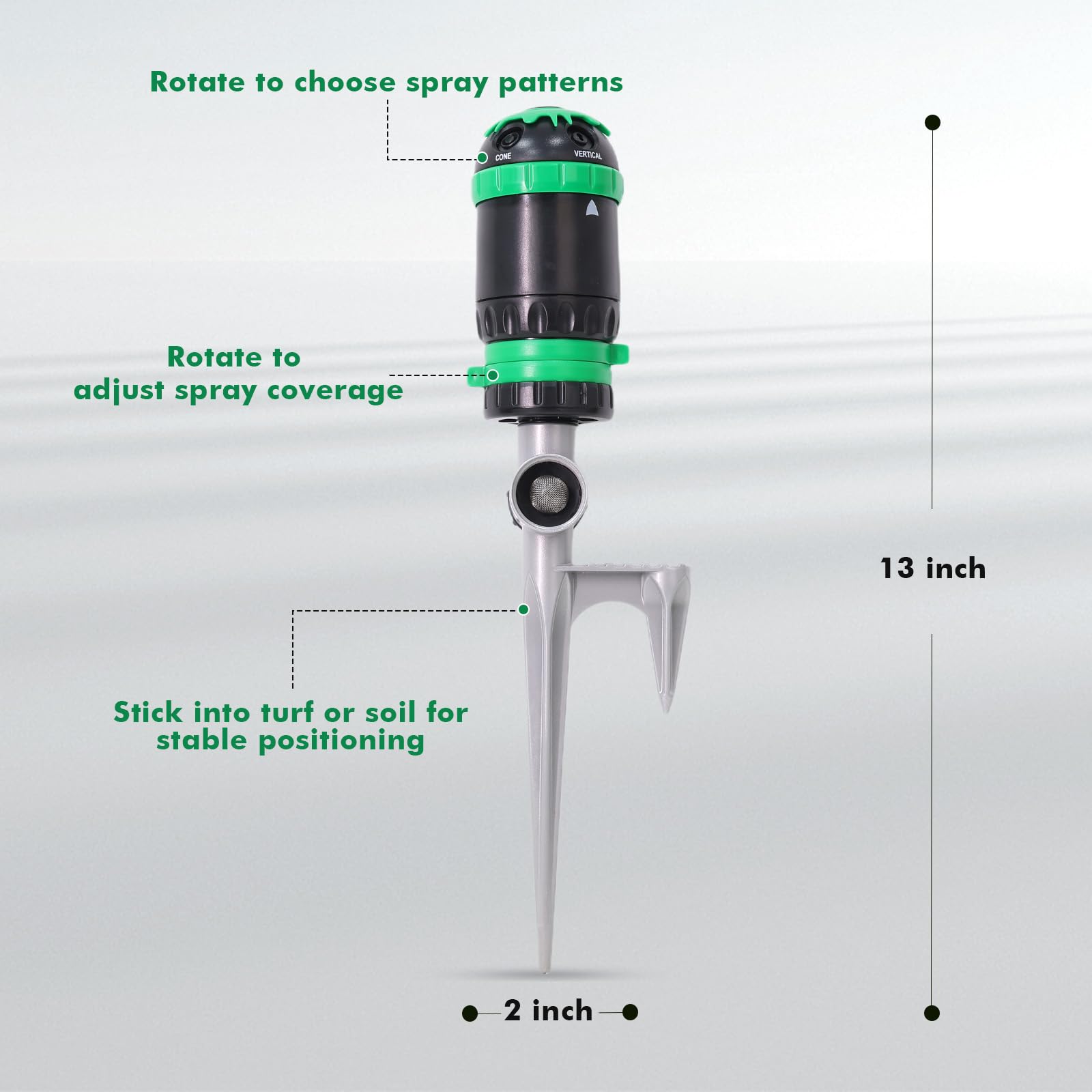 Close-up of Restmo Gear Drive Sprinkler showing spray adjustment rings