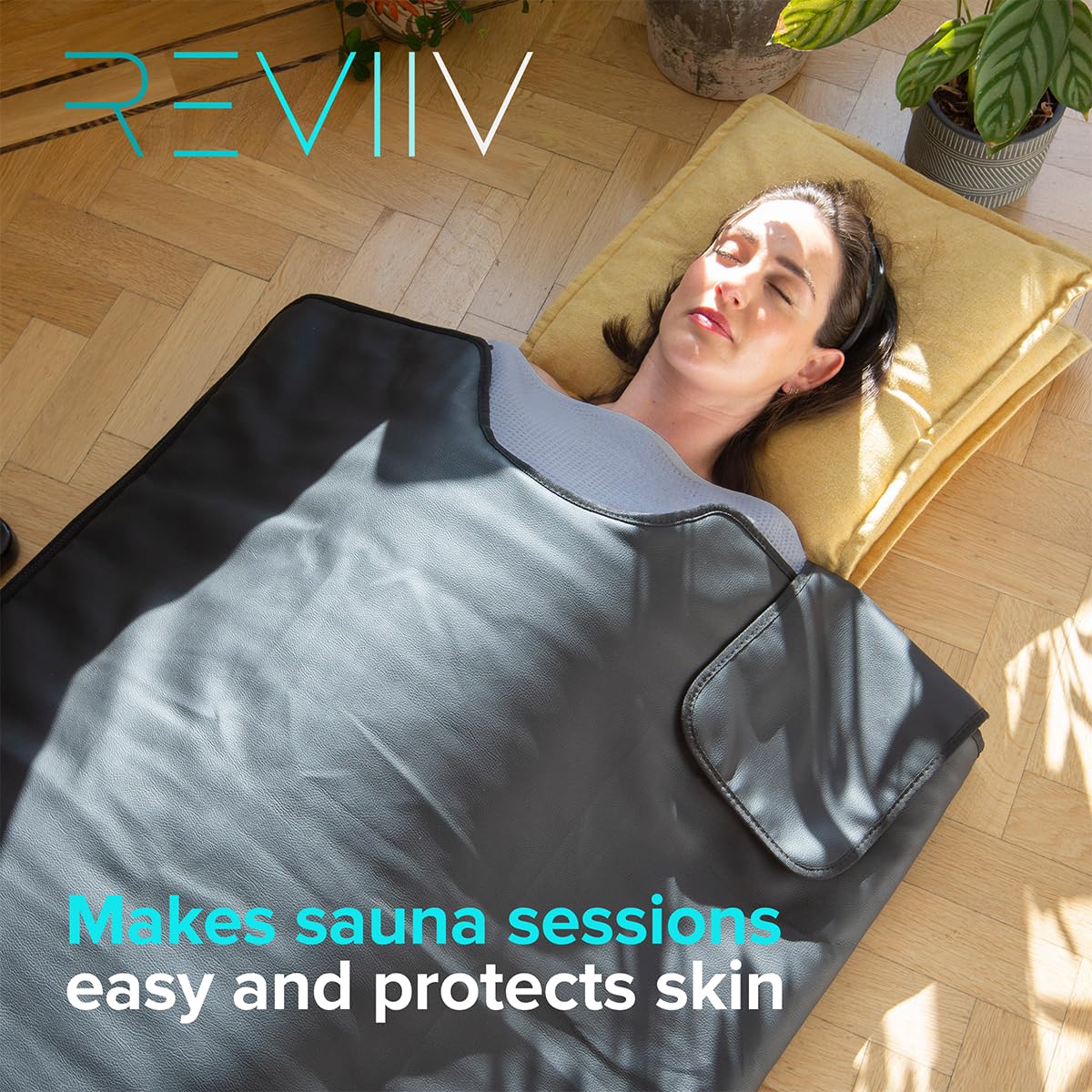 Close-up of REVIIV cotton waffle sauna towel fabric