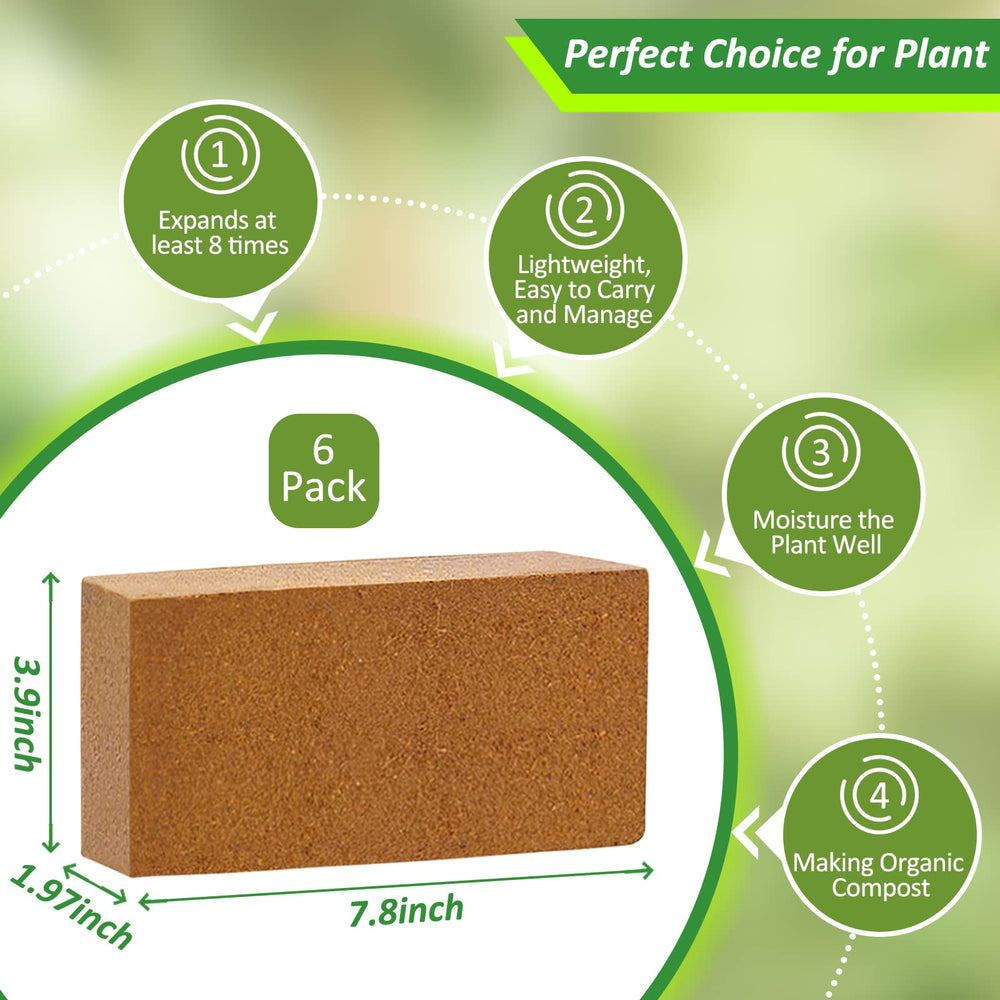 Close-up of Riare coco coir brick, 8 x 4 x 2 inches