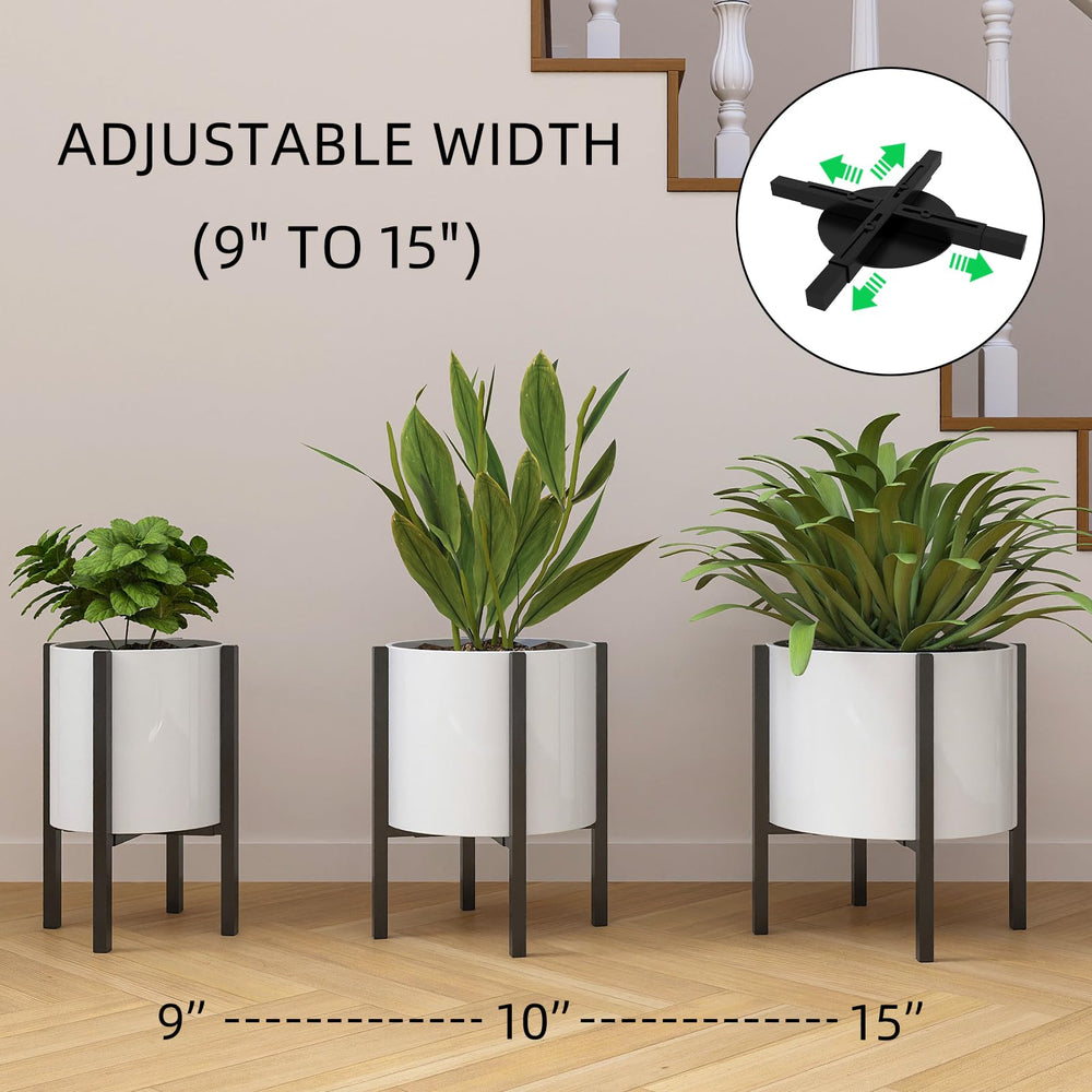 Close-up of Rioneta plant stand's sturdy metal construction