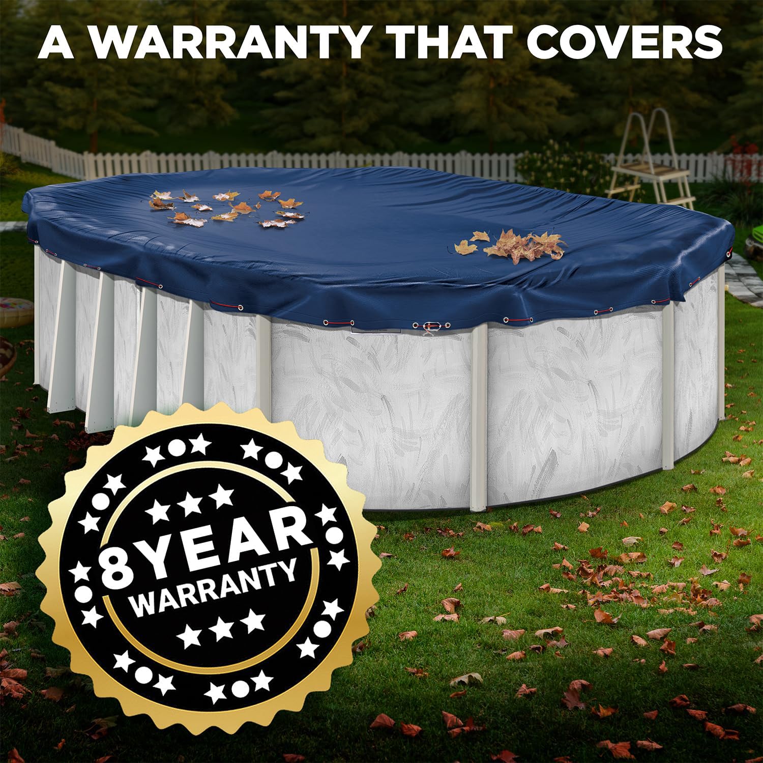 Close-up of rip-proof grommets on Shop Square pool cover