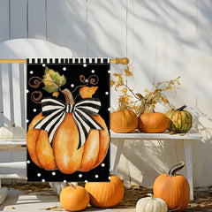 Close-up of RMXJKIIU garden flag featuring polka dots and bow