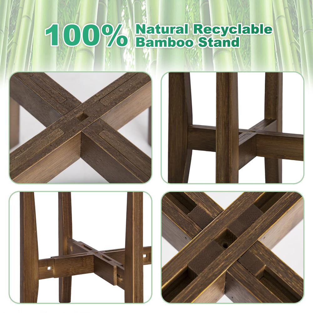 Close-up of Rnined Bamboo Plant Stand's craftsmanship