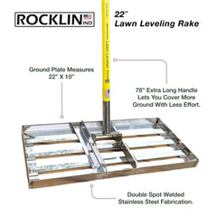 Close-up of Rocklin Lawn Leveling Rake head on grass