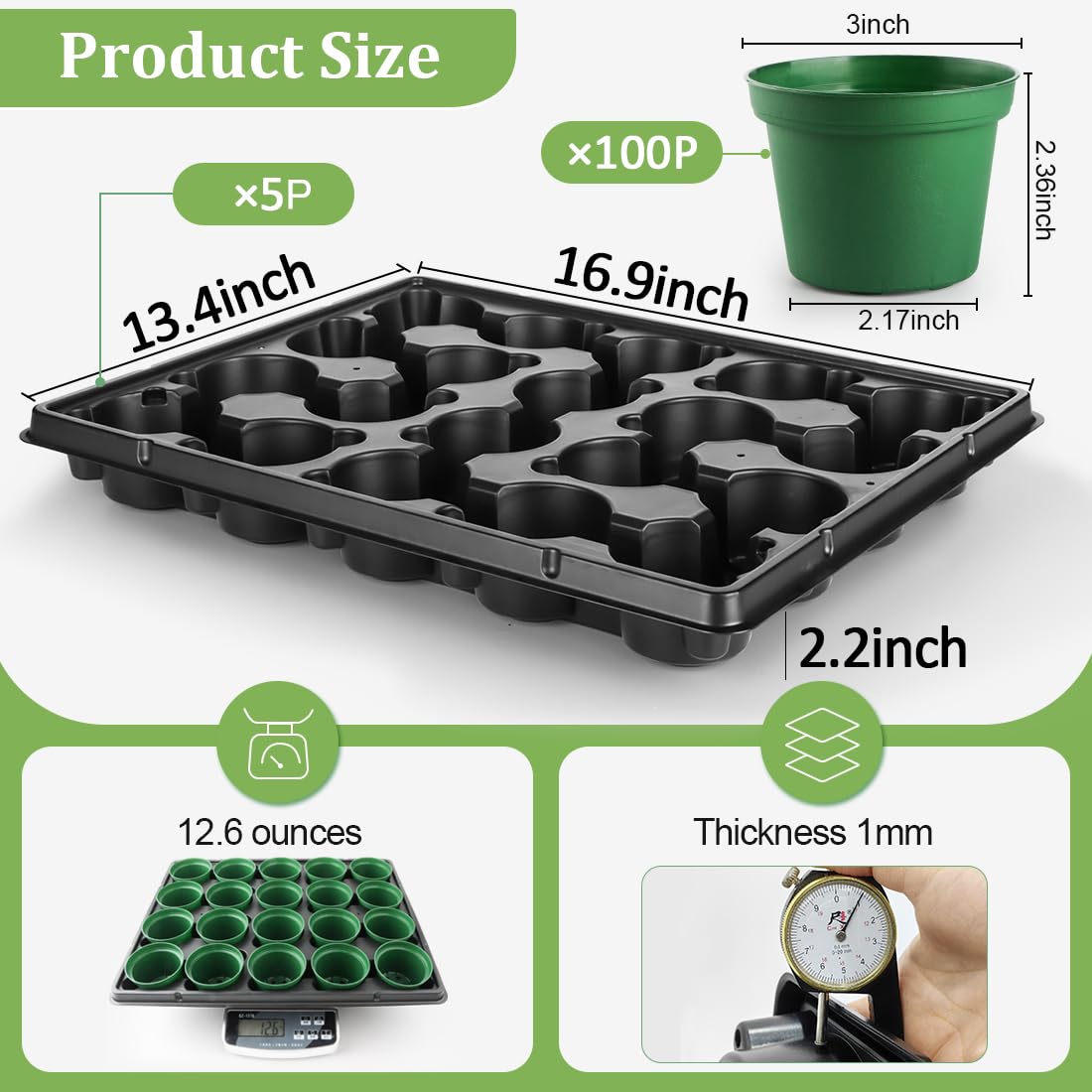 Close-up of RooTrimmer 3 Inch nursery pots showing drainage holes