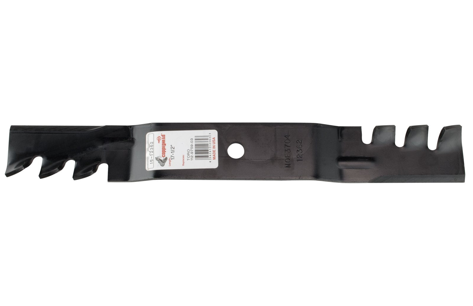 Close-up of Rotary mulching mower blade showing sharp edges