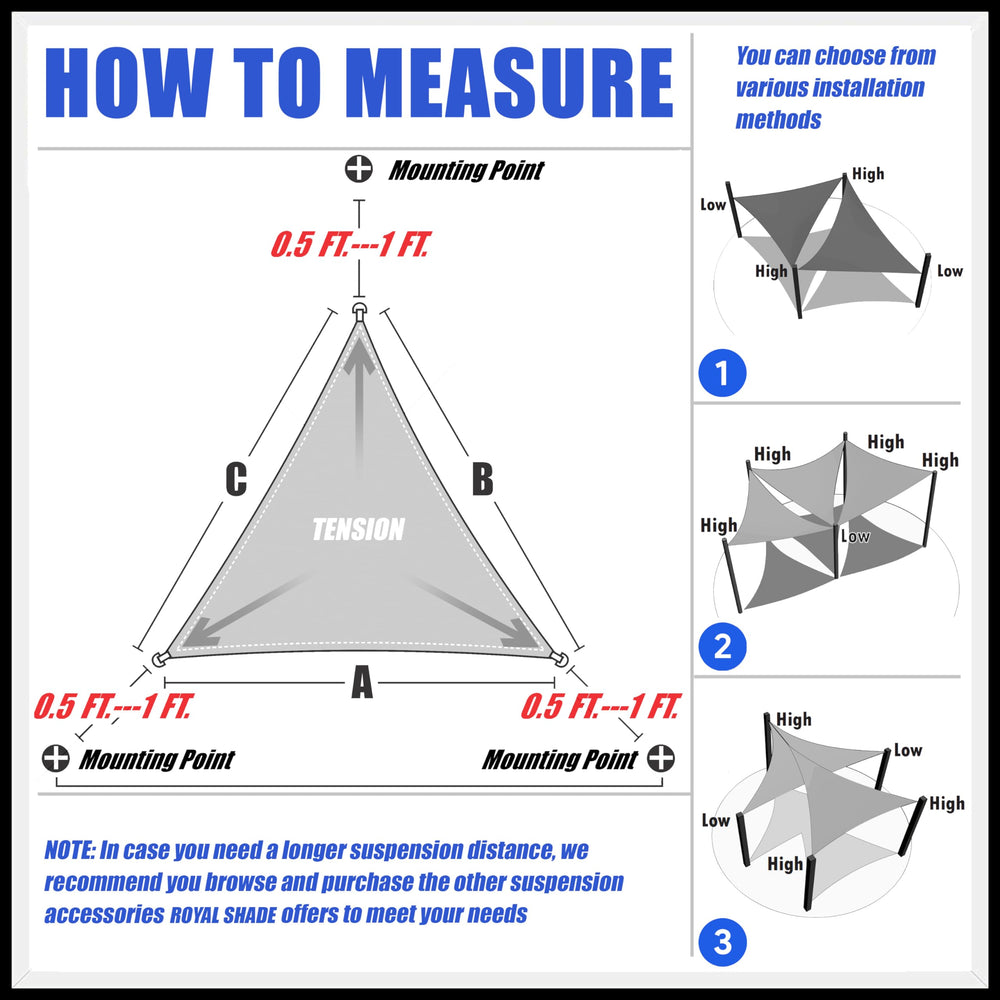 Close-up of Royal Shade Triangle Sun Shade Sail fabric and stitching