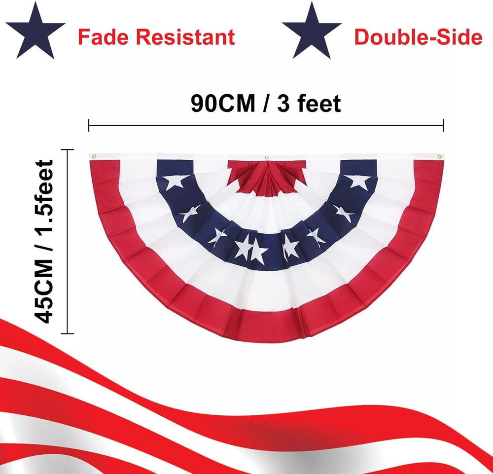 Close-up of Rtudan American Pleated Fan Flag showing brass grommet