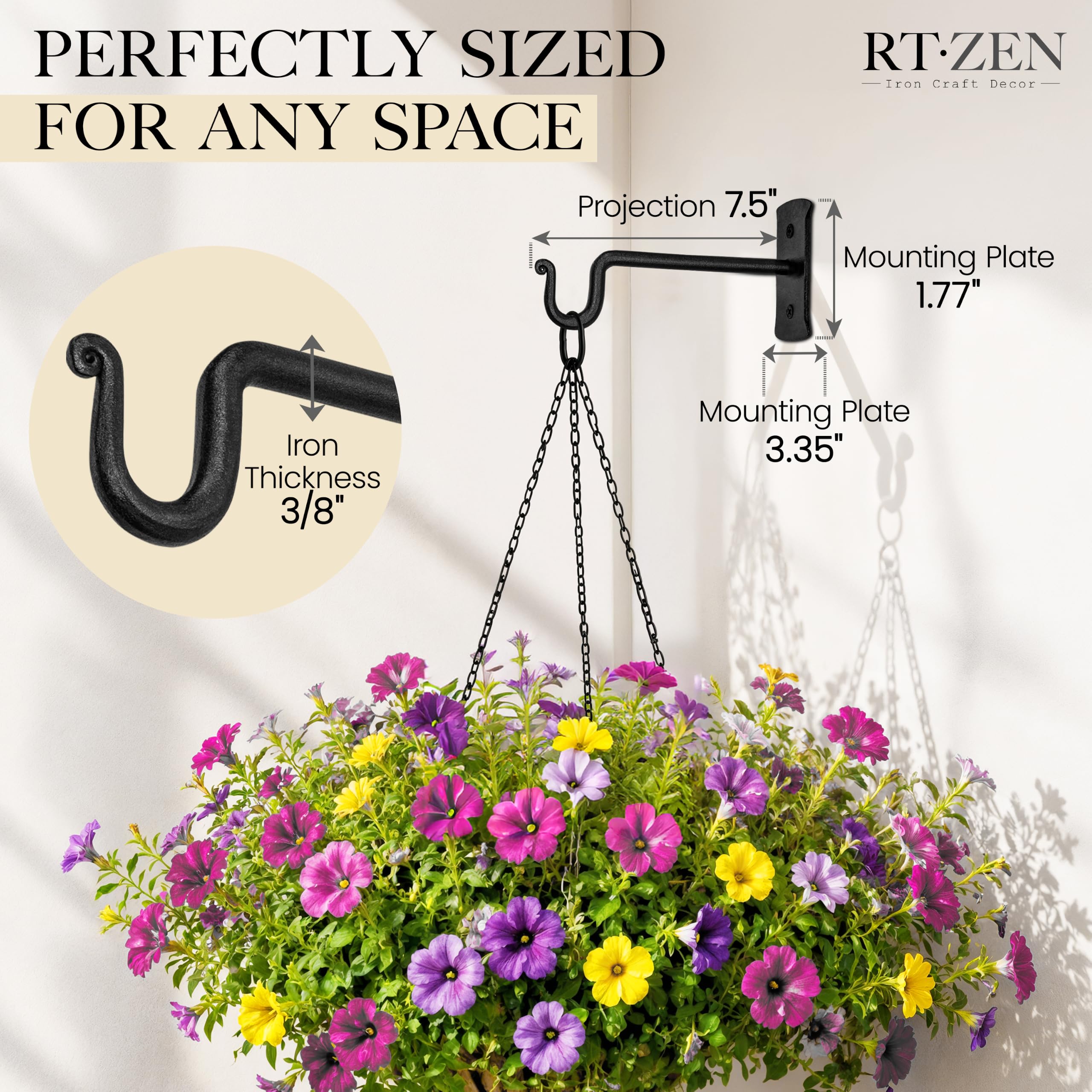 Close-up of RTZEN Plant Hanger showcasing hand-forged design