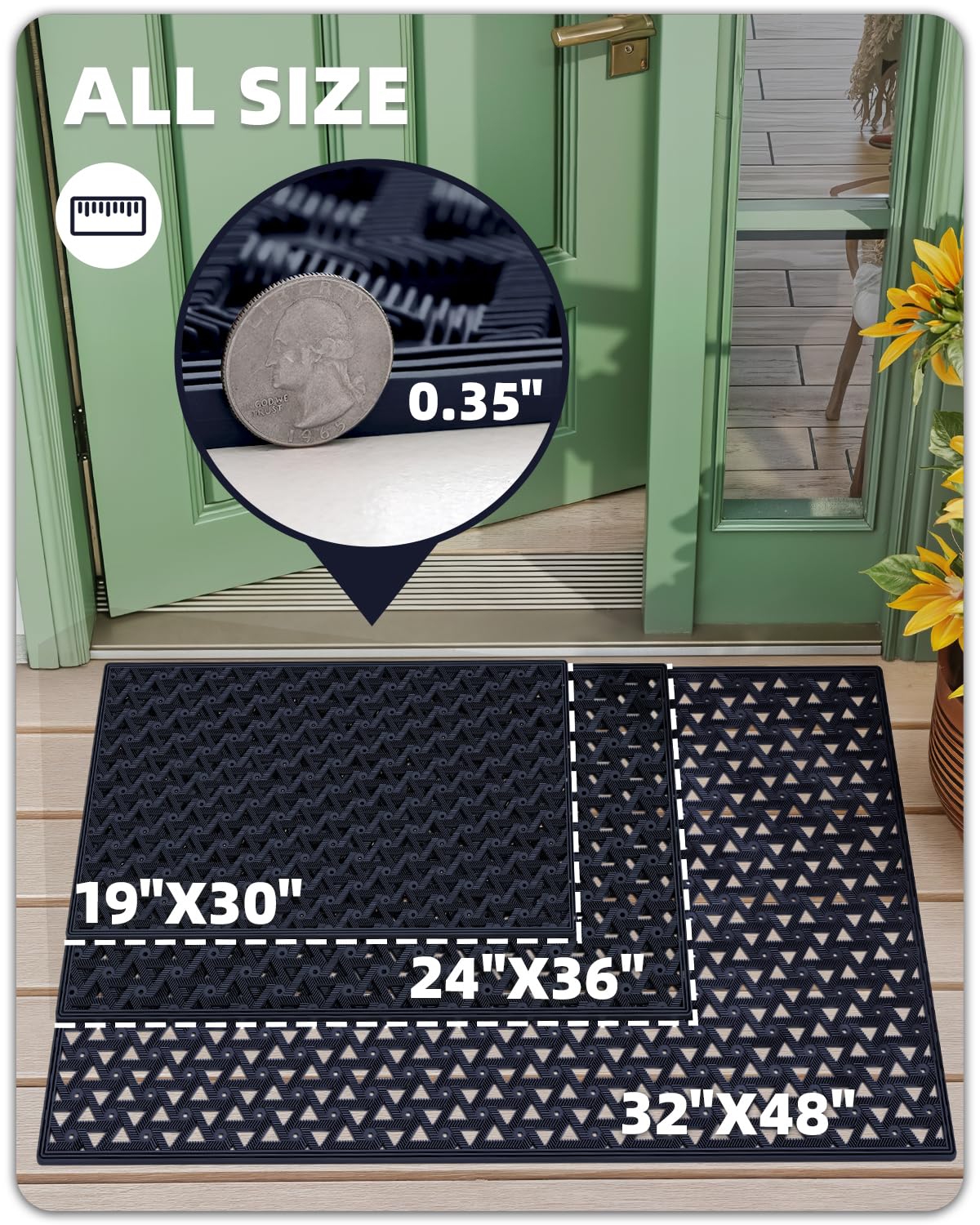 Close-up of rubber backing on Color&Geometry door mat