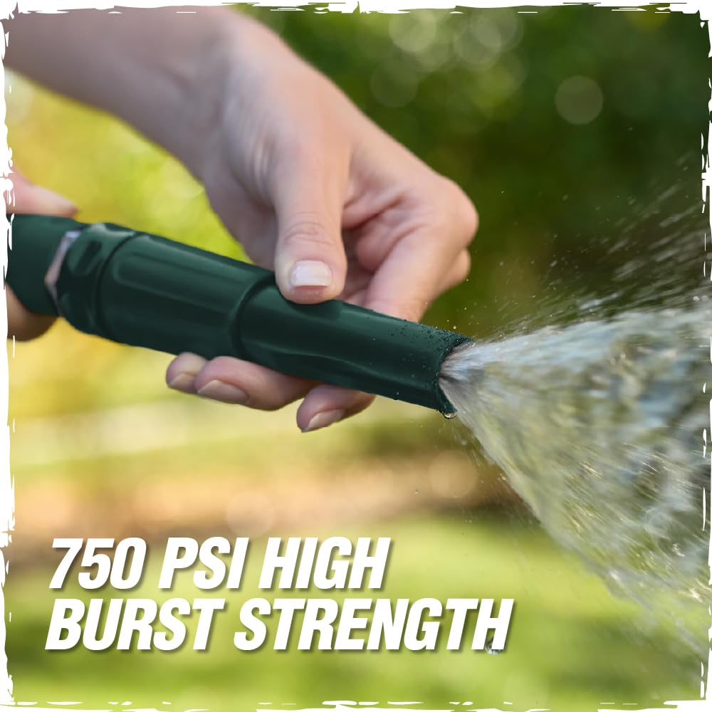 Close-up of RUGGED RHINO Metal Garden Hose 75FT stainless steel material