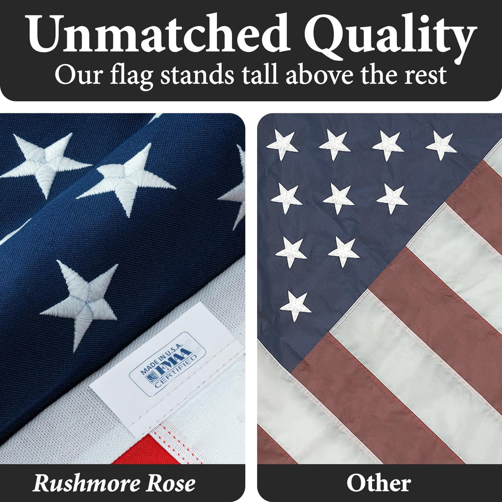 Close-up of Rushmore Rose USA flag grommet detail