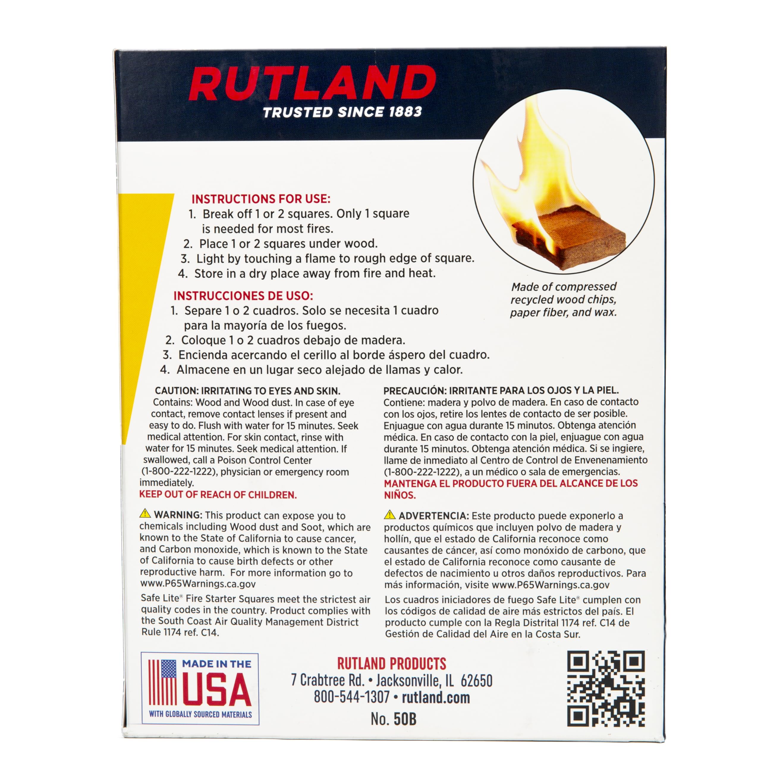 Close-up of RUTLAND PRODUCTS Fire Starter Cubes