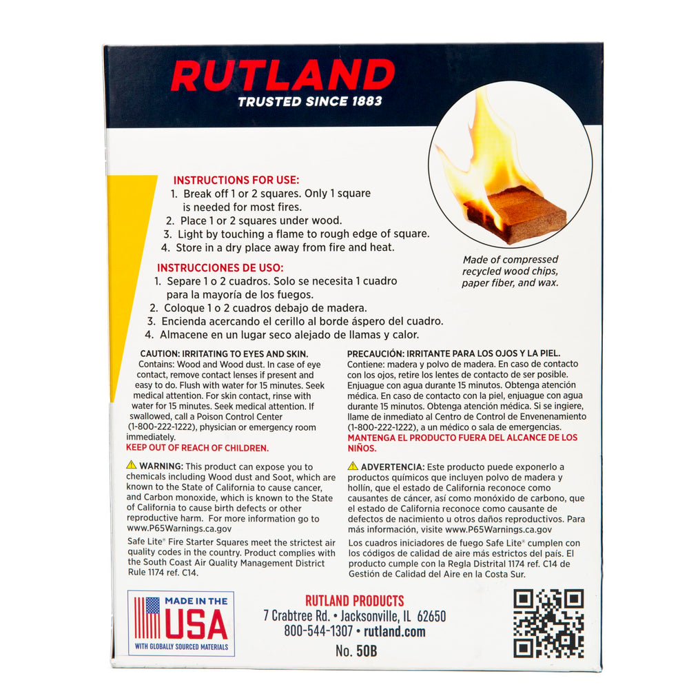 Close-up of RUTLAND PRODUCTS Fire Starter Cubes
