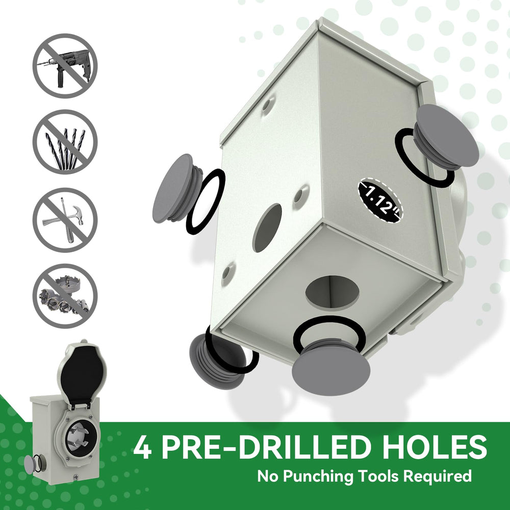 Close-up of RVINGPRO 30 Amp male plug NEMA 14-30P