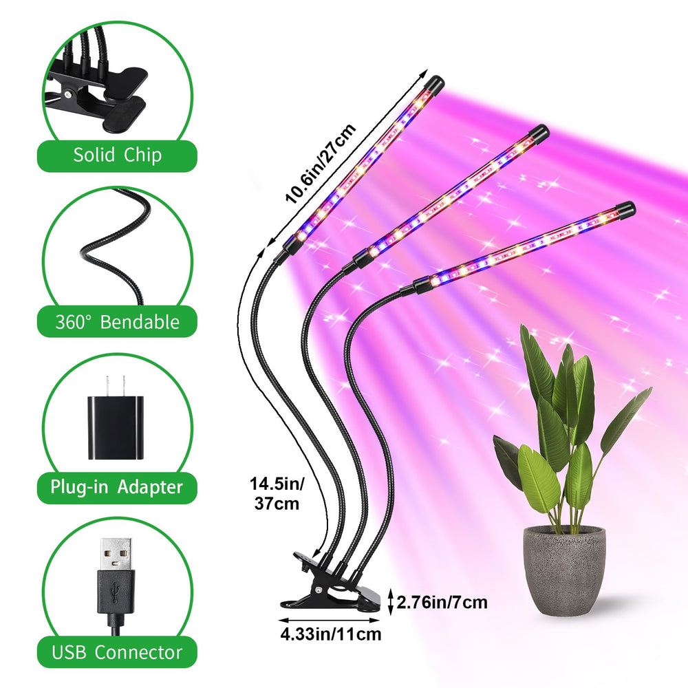 Close-up of RWNTAO LED Plant Grow Light clips on a pot