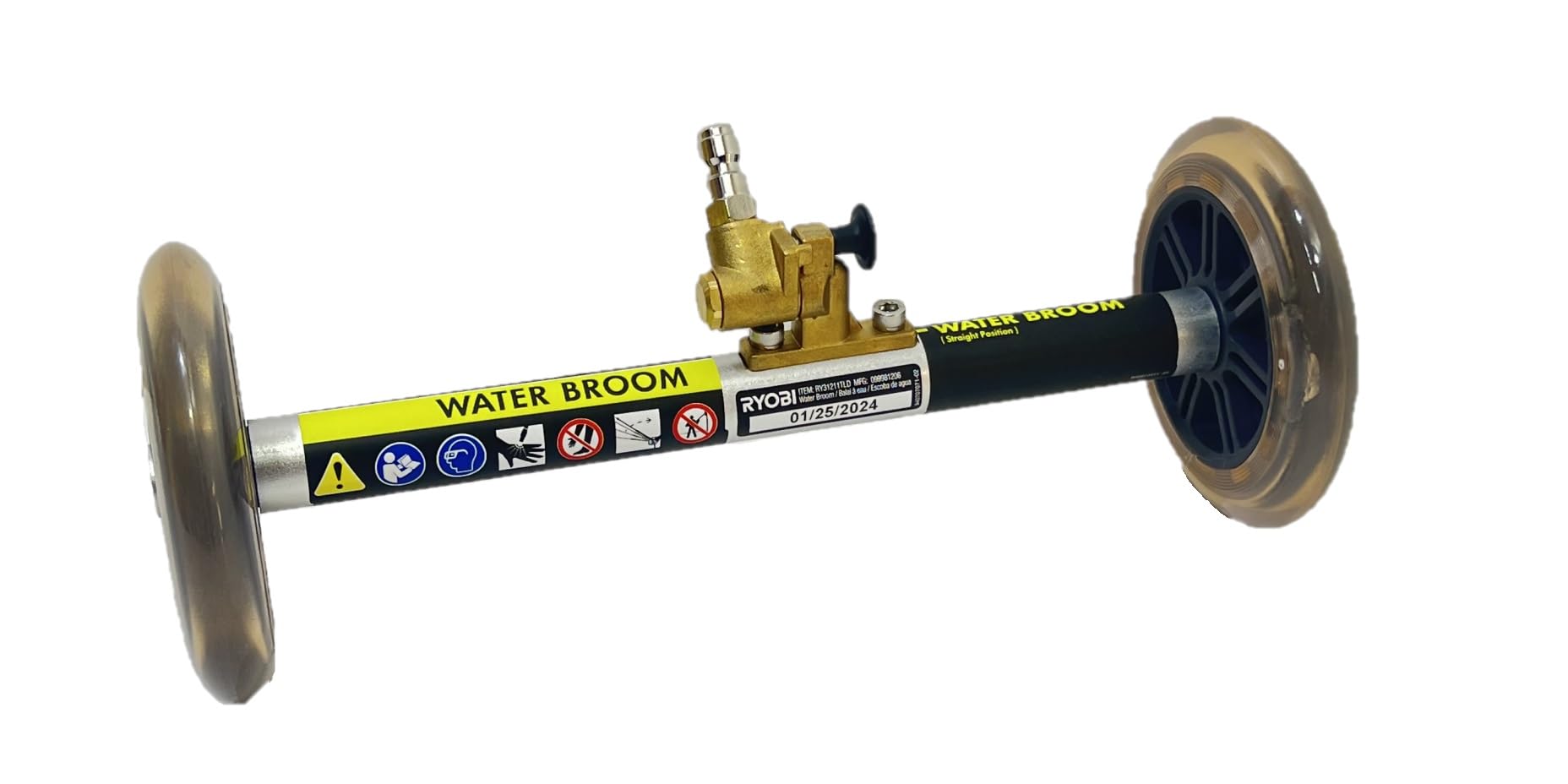 Close-up of RYOBI Water Broom showing plastic construction