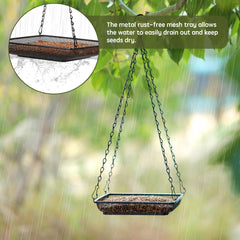 Close-up of S-type hook on bird feeder