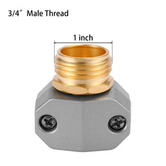 Close-up of Sanpaint male coupling for garden hose
