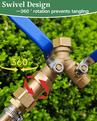 Close-up of SARANICE brass garden hose adapter with gaskets