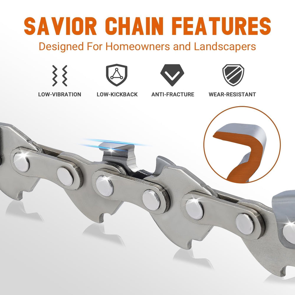 Close-up of Savior 5 Inch Chainsaw Chain highlighting drive links