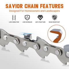 Close-up of Savior 5 Inch Chainsaw Chain highlighting drive links
