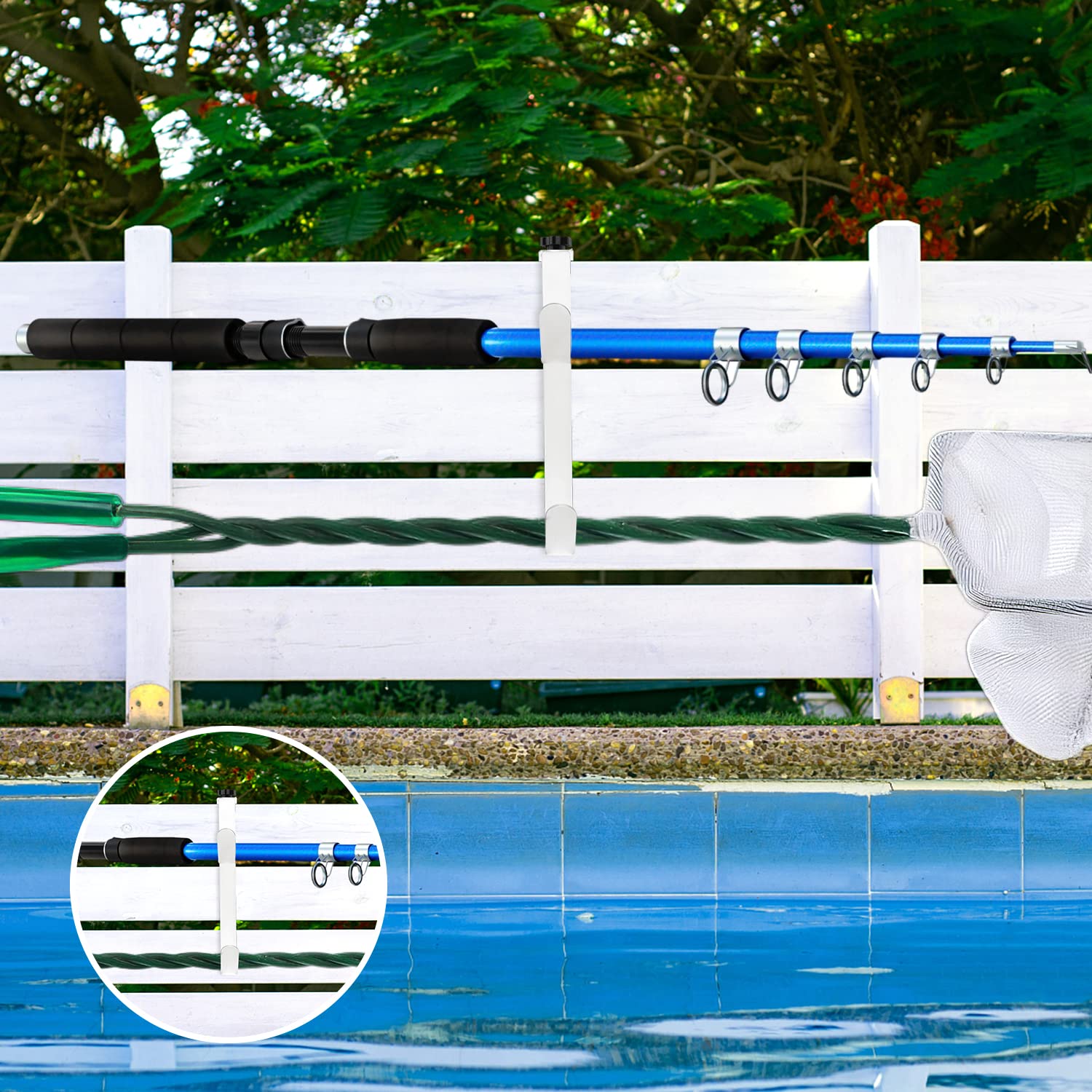 Close-up of SAVITA pool fence hooks installation process