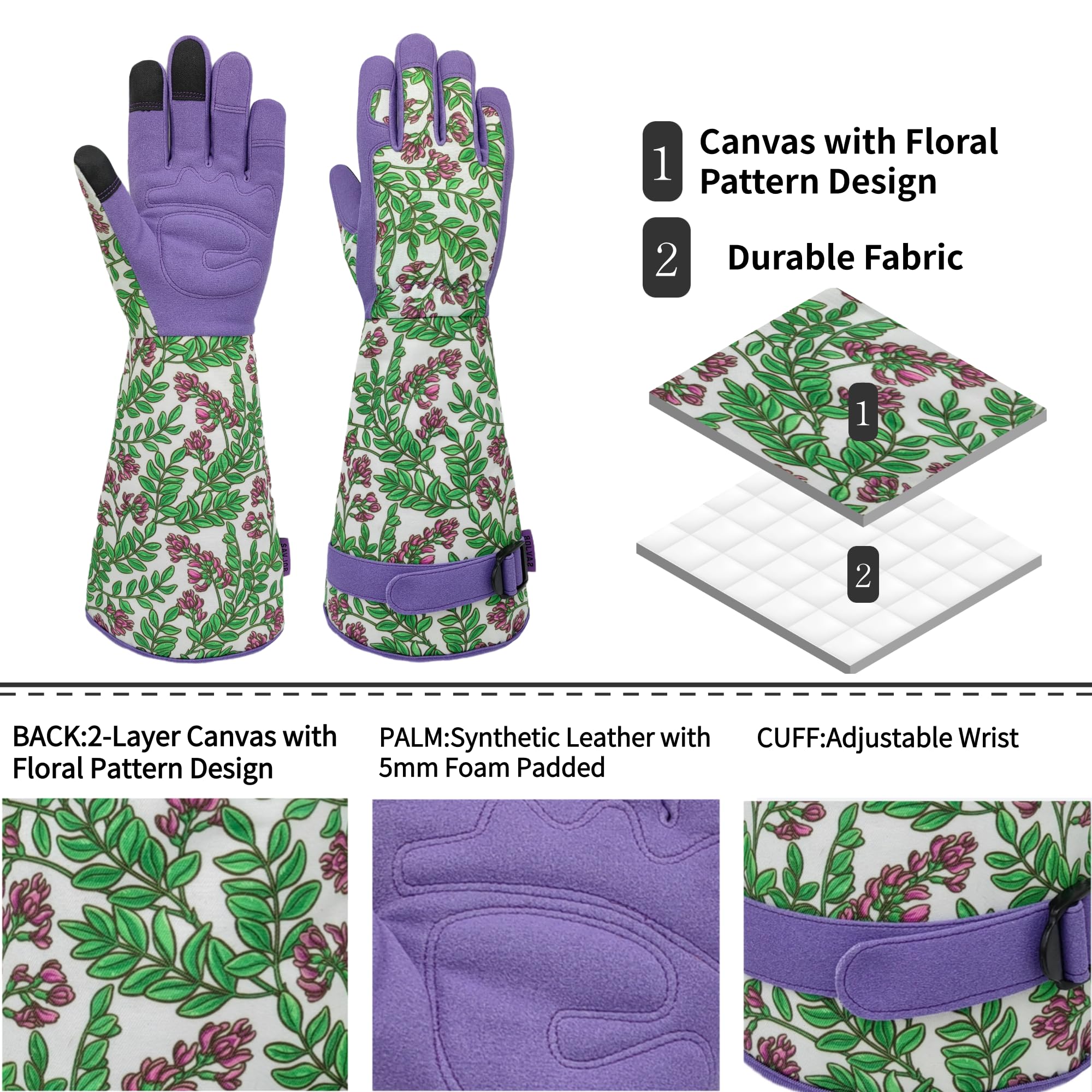 Close-up of SAVJOB Gardening Gloves palm with padded foam