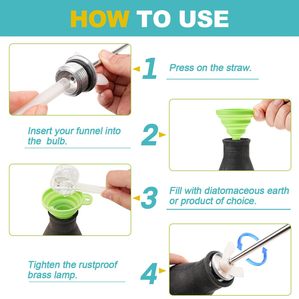 Close-up of Sbestily Diatomaceous Earth Bulb Duster nozzle