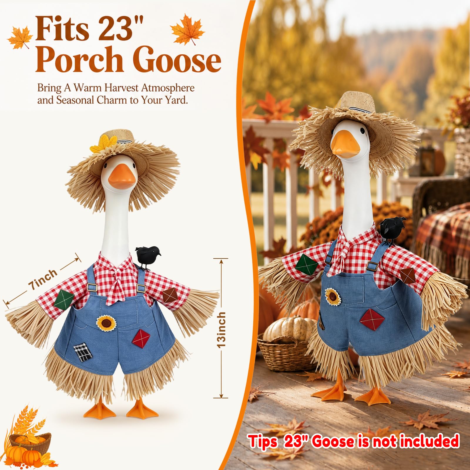 Close-up of scarecrow hat in GJL porch goose outfit