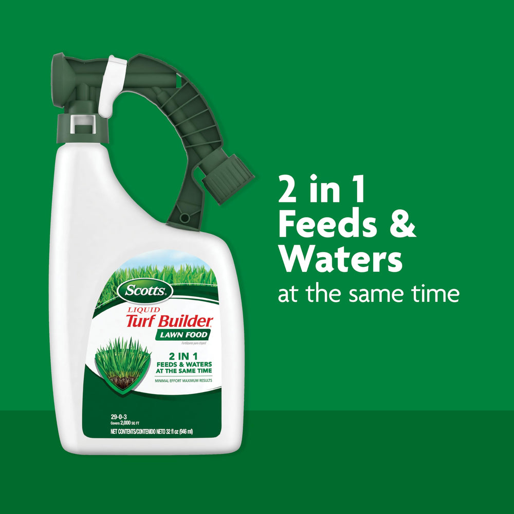 Close-up of Scotts Liquid Turf Builder Plus 2 Weed Control label