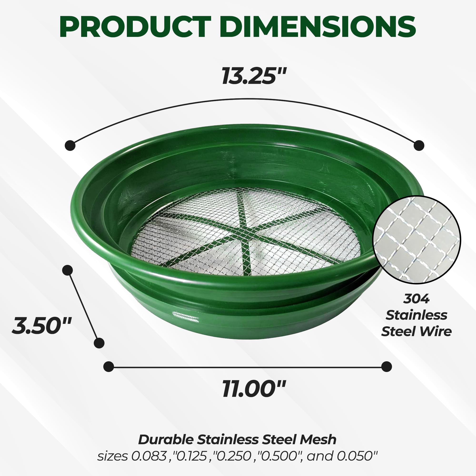 Close-up of SE 0.125 inch mesh sifting pan