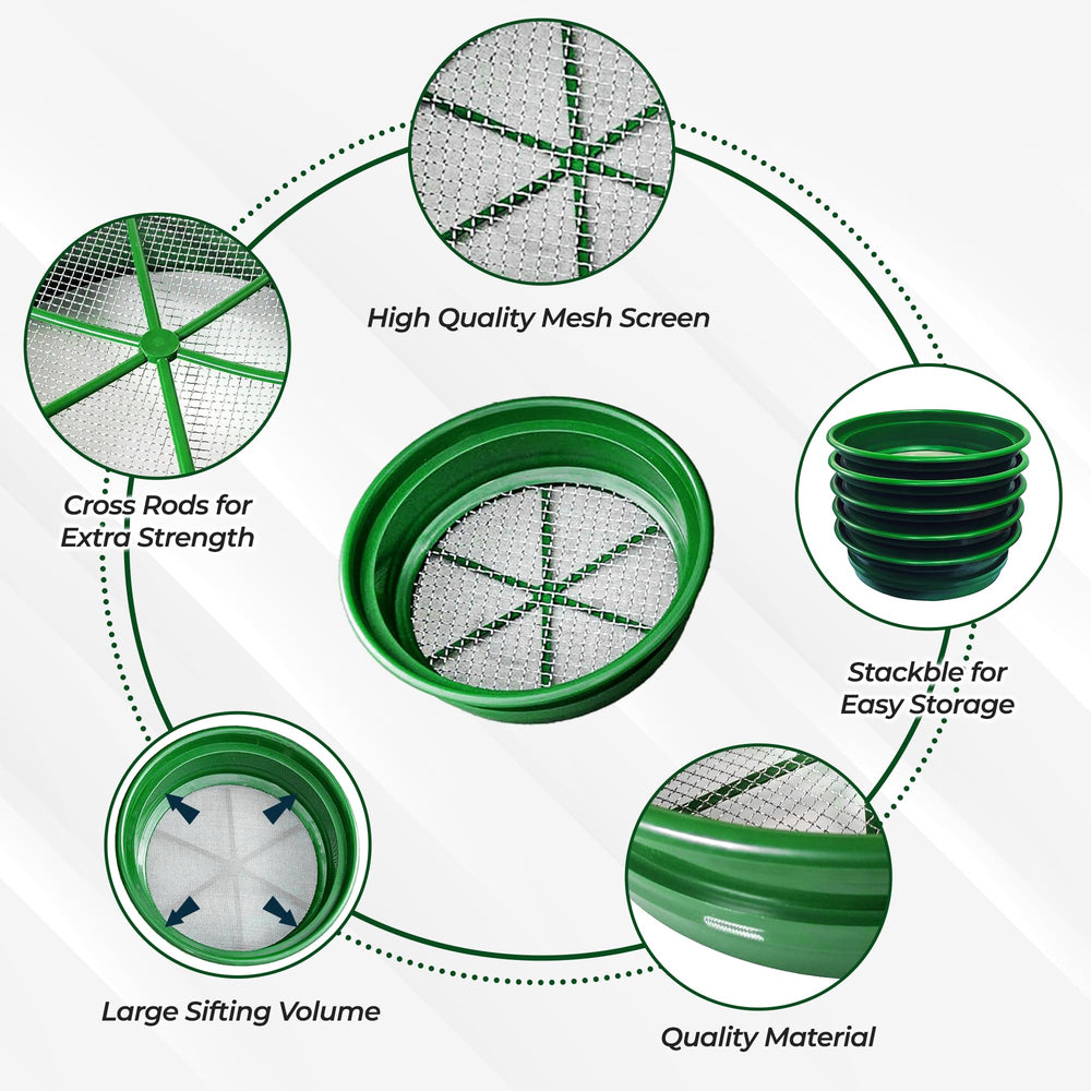 Close-up of SE 0.250 inch mesh sifting pan