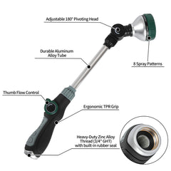 Close-up of Seatern Watering Wand nozzle with adjustable settings