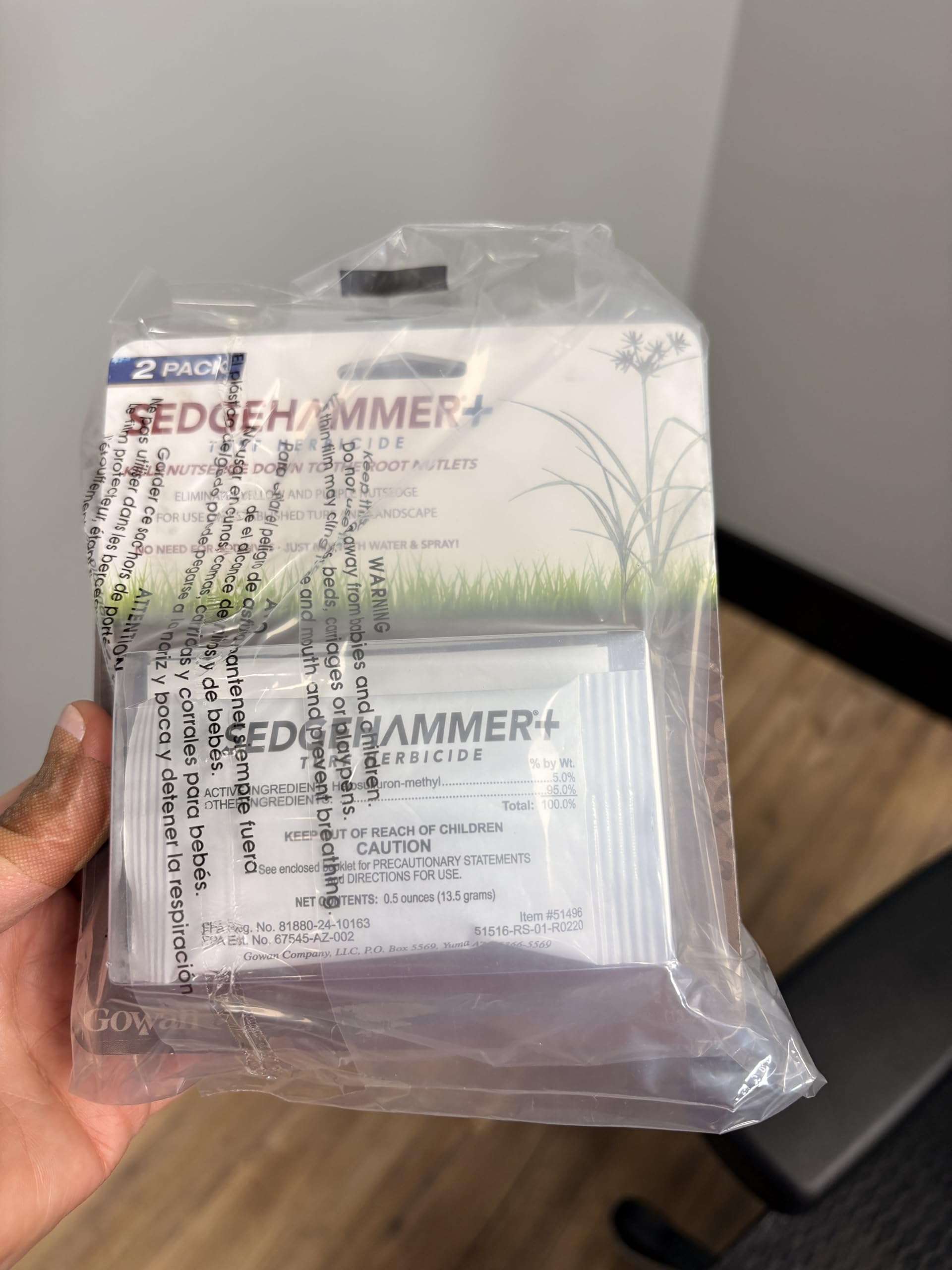Close-up of SEDGEHAMMER herbicide powder