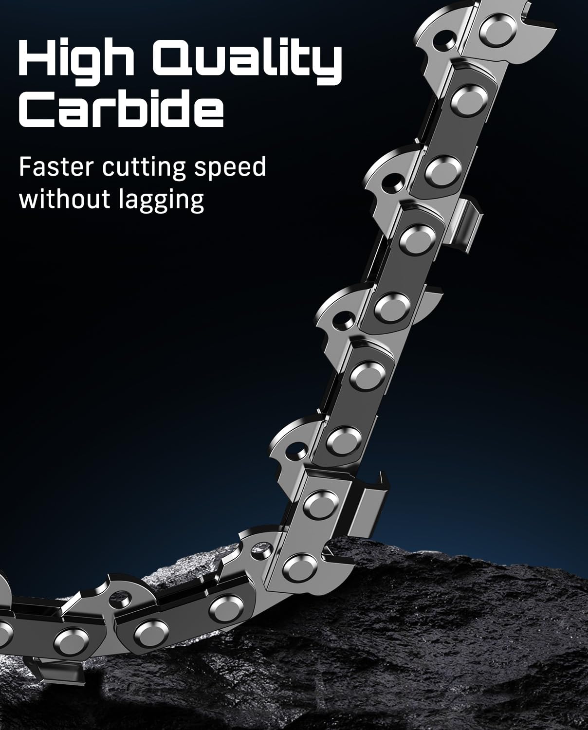 Close-up of Seesii chainsaw chain made from German steel