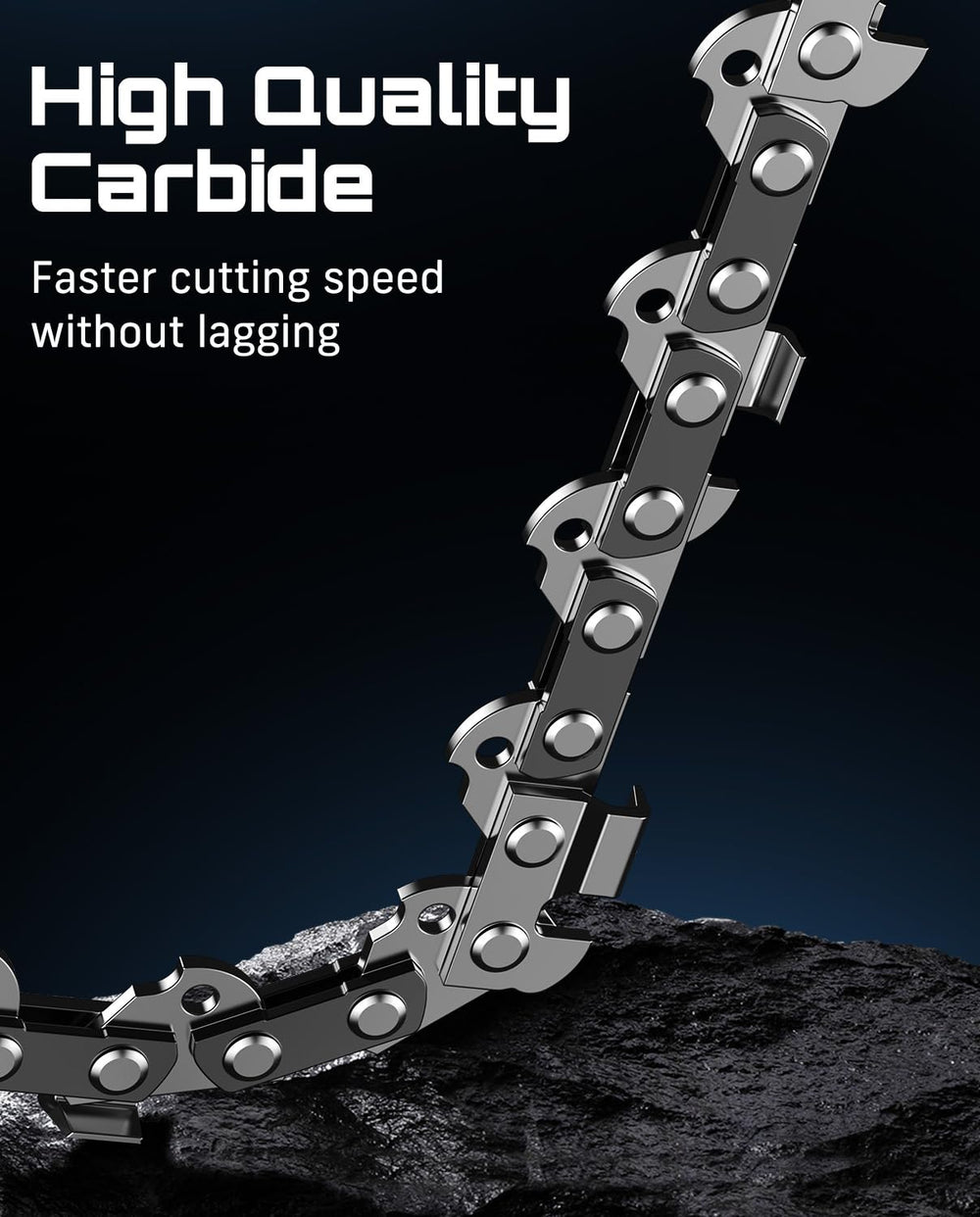 Close-up of Seesii chainsaw chain made from German steel