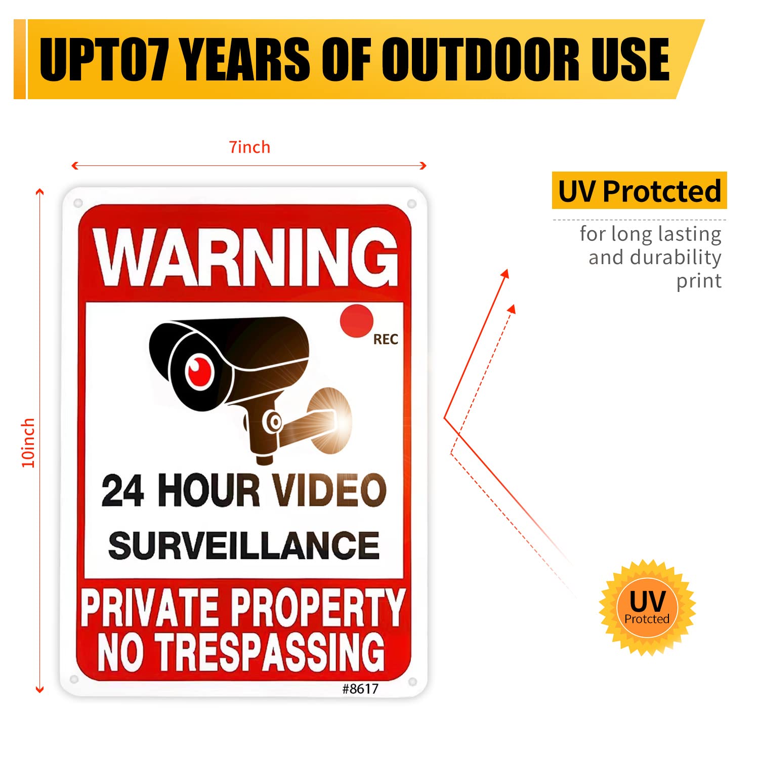 Close-up of SEHINU No Trespassing Sign with glossy finish