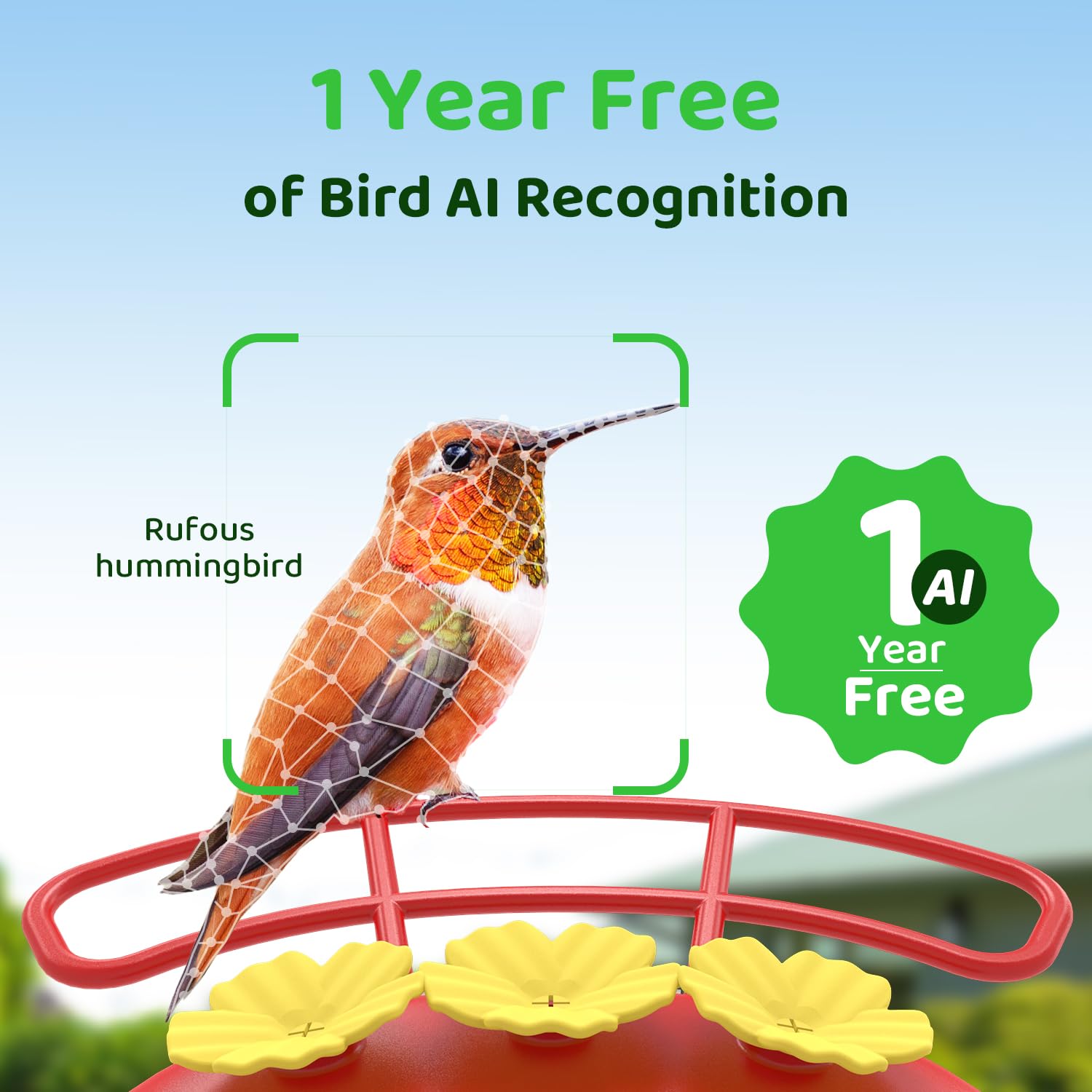 Close-up of SEHMUA Smart Hummingbird Feeder camera