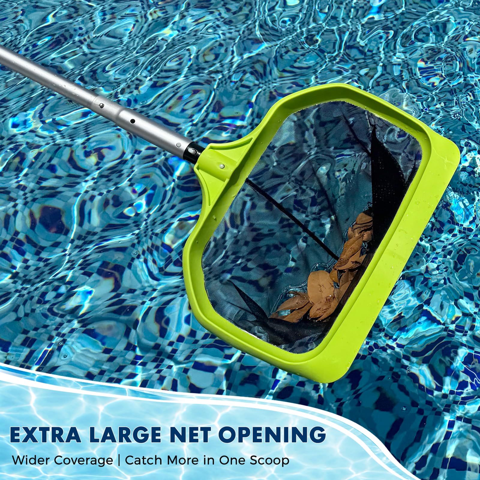 Close-up of Sepetrel Pool Skimmer Net's fine mesh for debris collection