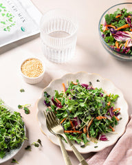 Close-up of Sereniseed Organic Salad Mix Sprout Seeds packaging