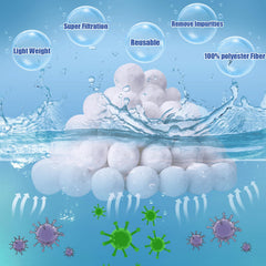 Close-up of SETHVILL Pool Filter Balls in mesh bag