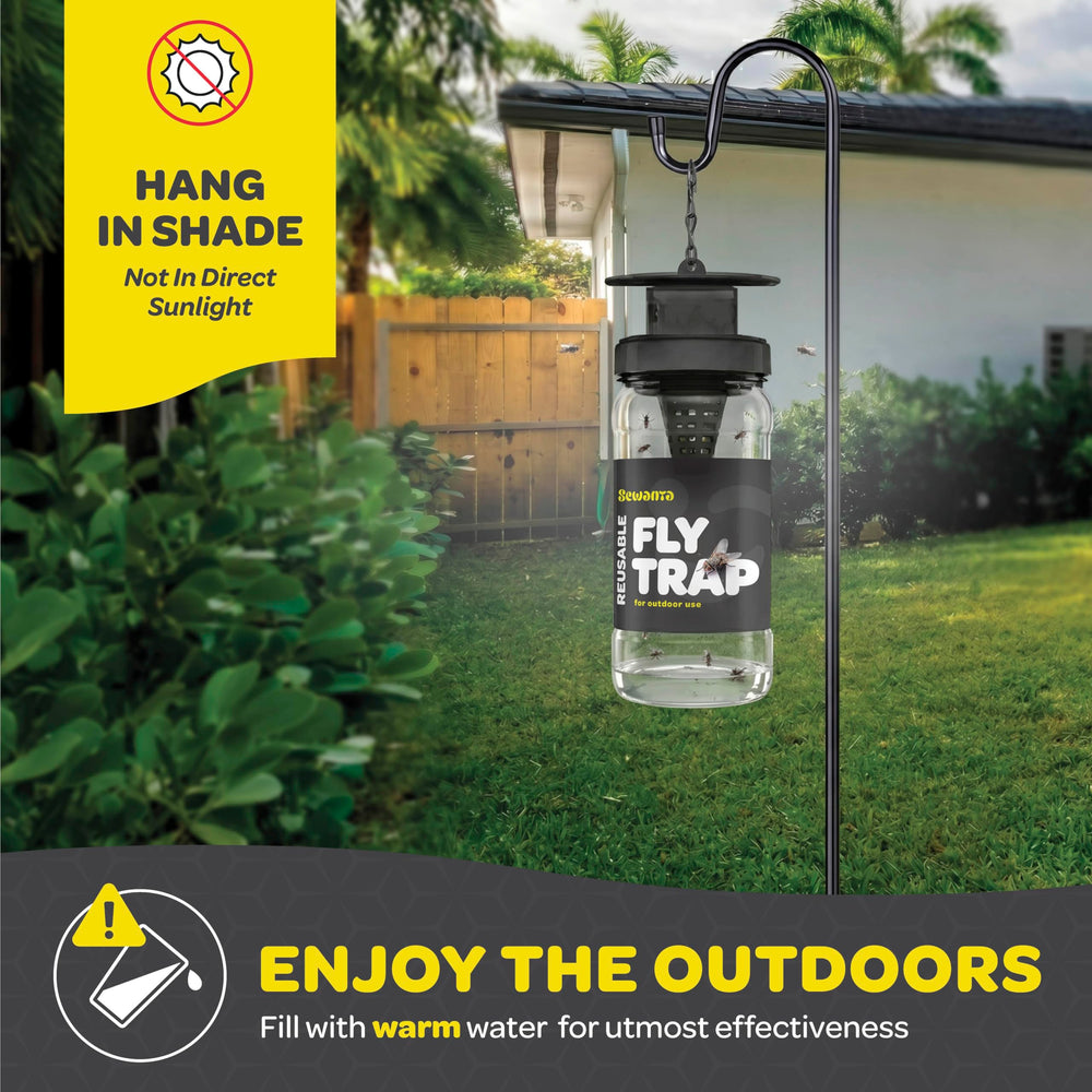 Close-up of SEWANTA Outdoor Fly Trap setup instructions