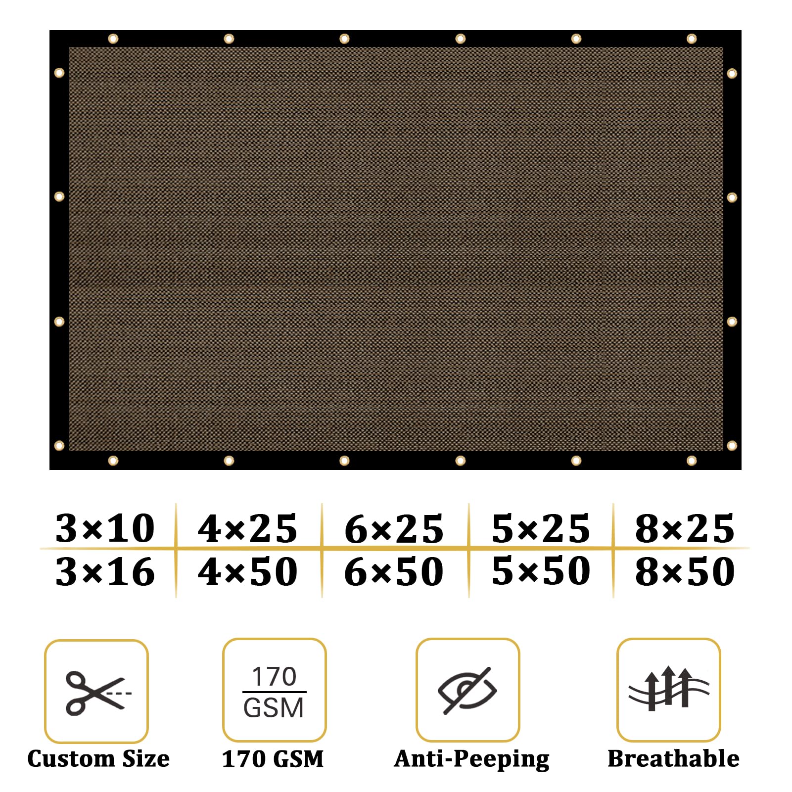 Close-up of Shade&Beyond Fence Privacy Screen grommets
