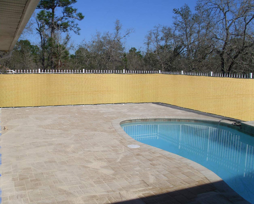 Close-up of Shade&Beyond privacy screen's brass grommets