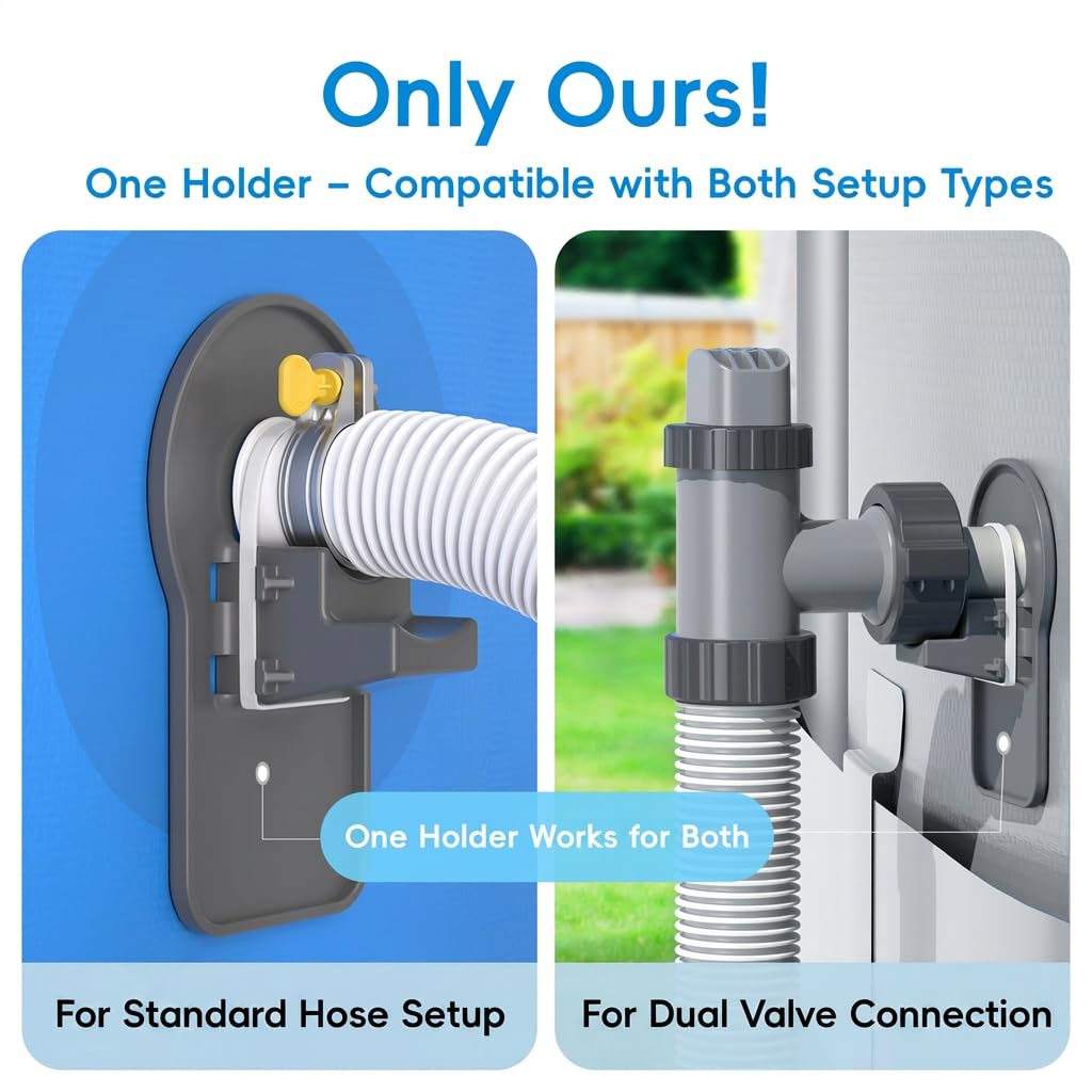 Close-up of SHAPON pool hose support bracket design