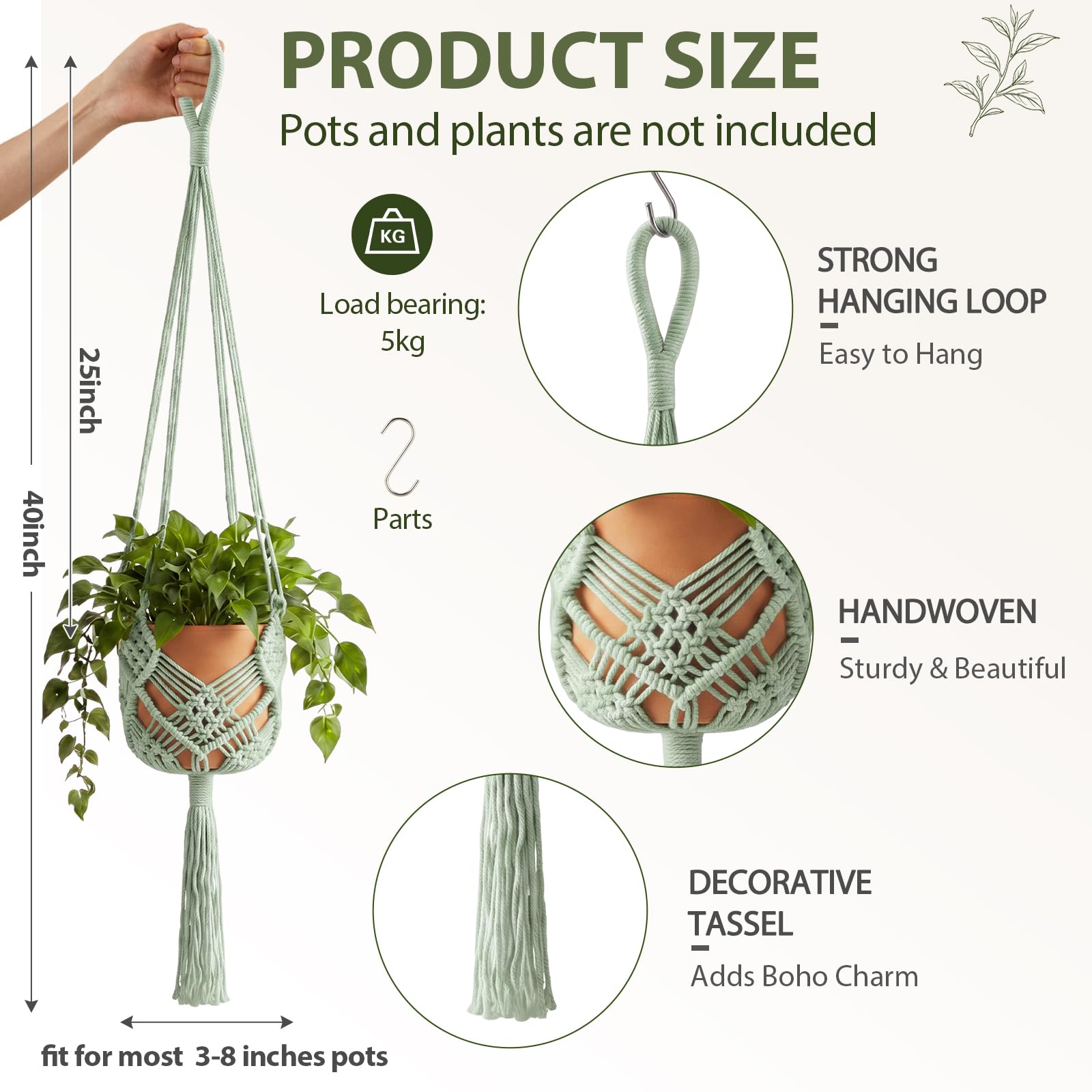 Close-up of Shappy Boho Macrame Plant Hanger detail