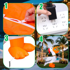 Close-up of Shappy inflatable pelican's built-in fan