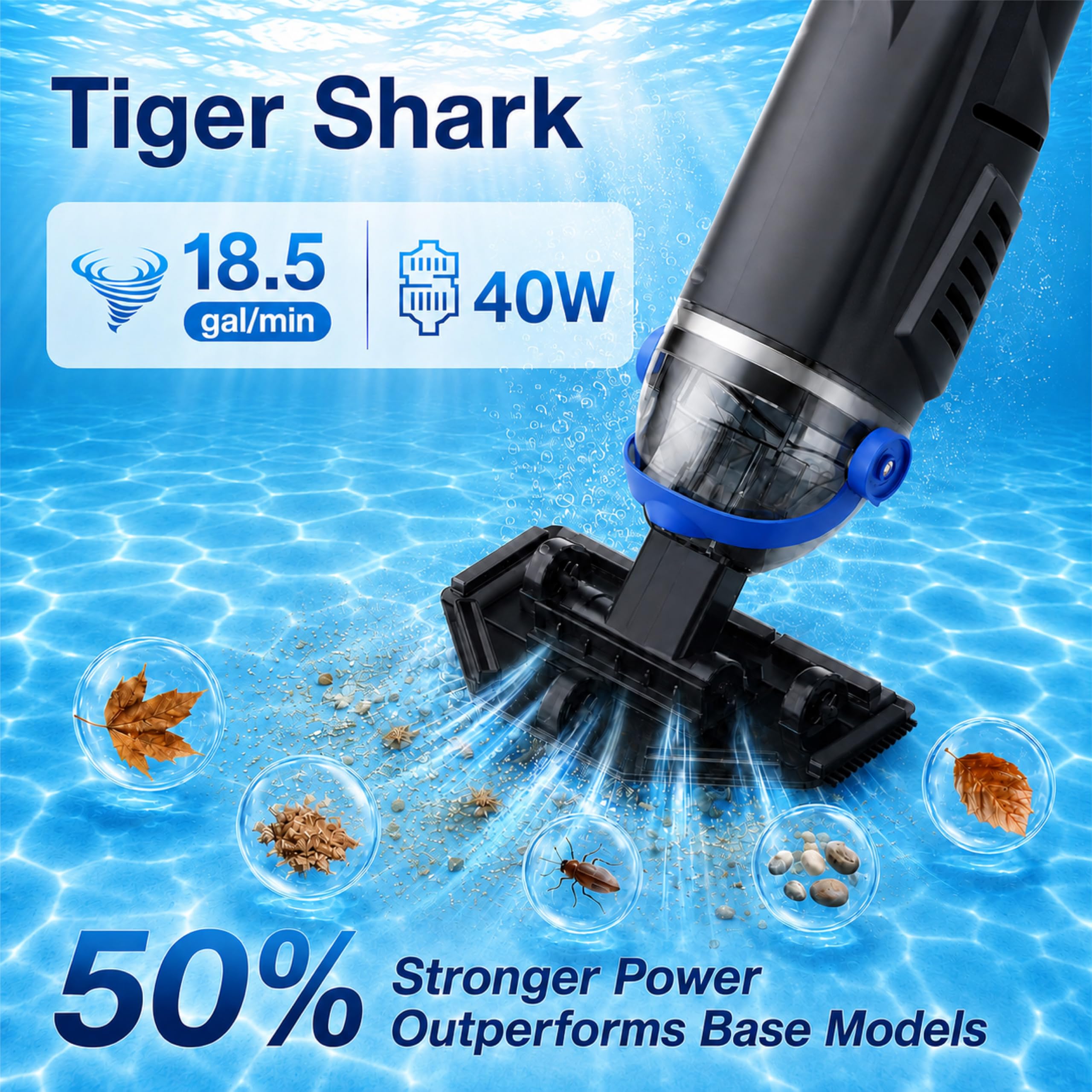 Close-up of Sharkswell pool vacuum wide suction head