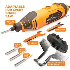 Close-up of Sharp Pebble chainsaw sharpening wheel bits